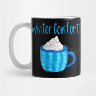 Winter Comfort Mug with Blue Stripes and Snowflakes Mug